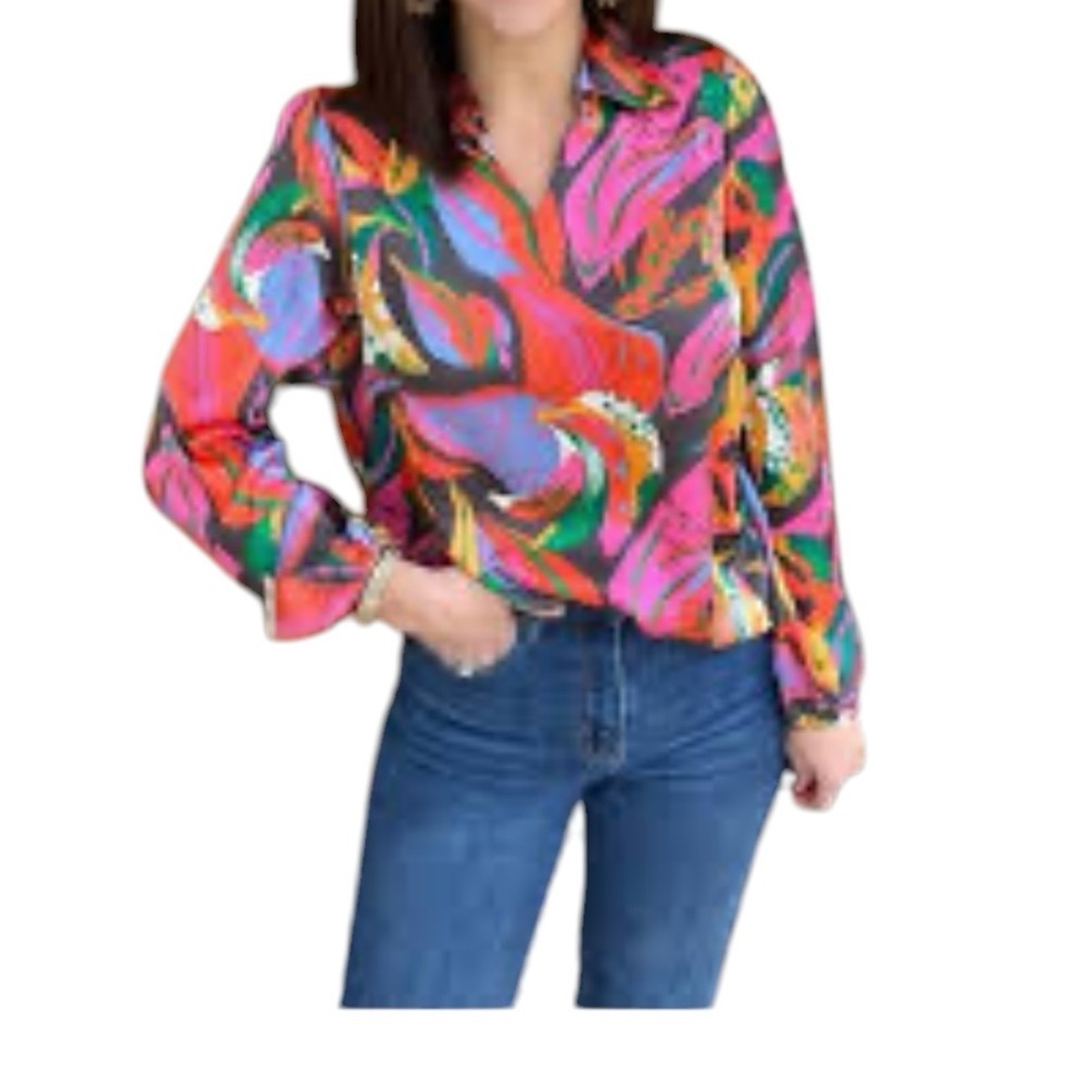 Haver + Blair Button Down Blouse Multicolor M